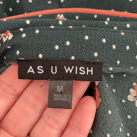 As U Wish Green Floral Mini Dress, Size M - Picture 9 of 11